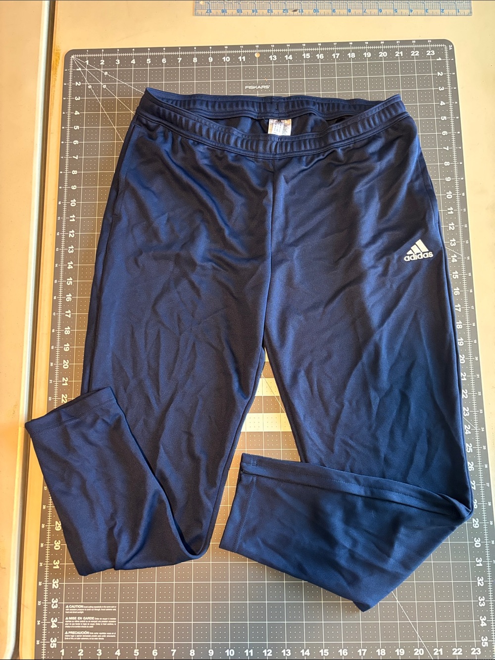 Adidas Navy Blue Performance Leggings with White Logo